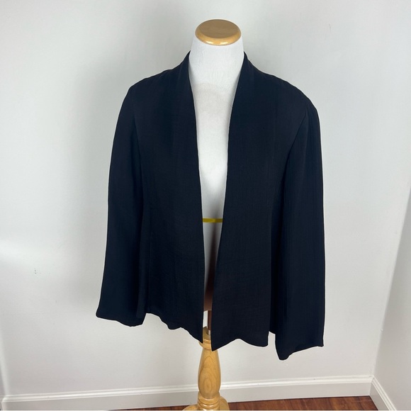 Eileen Fisher 100% Silk Black Blazer Jacket Size M - Picture 1 of 4
